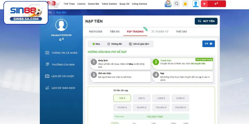 Giao dịch qua P2P Trading