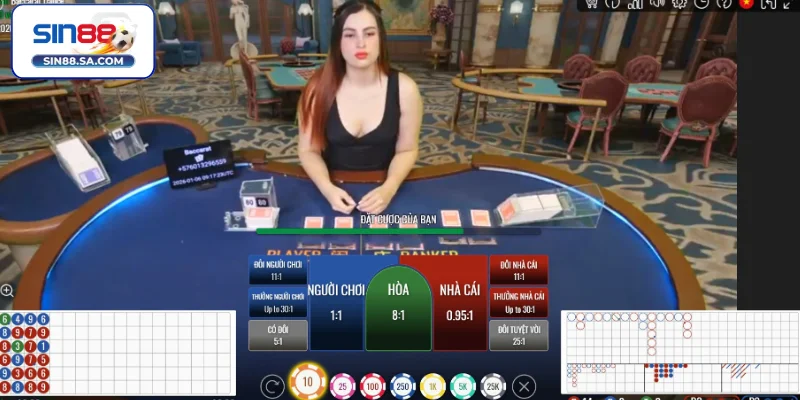 Hướng dẫn chi tiết cách chơi Baccarat Sin88 trực tuyến