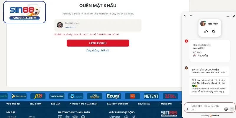 Liên hệ CSKH khi quên mật khẩu tài khoản Sin88 – Giải pháp tối ưu nhất